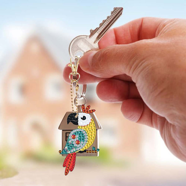 5D Diamond Painting Keychain Parrots 5 Pieces