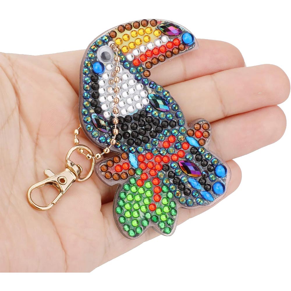 5D Diamond Painting Keychain with Parrots 5 Pieces