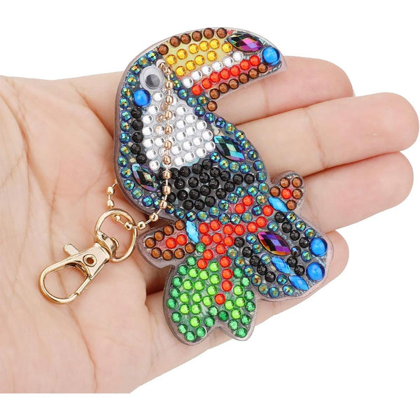 5D Diamond Painting Keychain with Parrots 5 Pieces