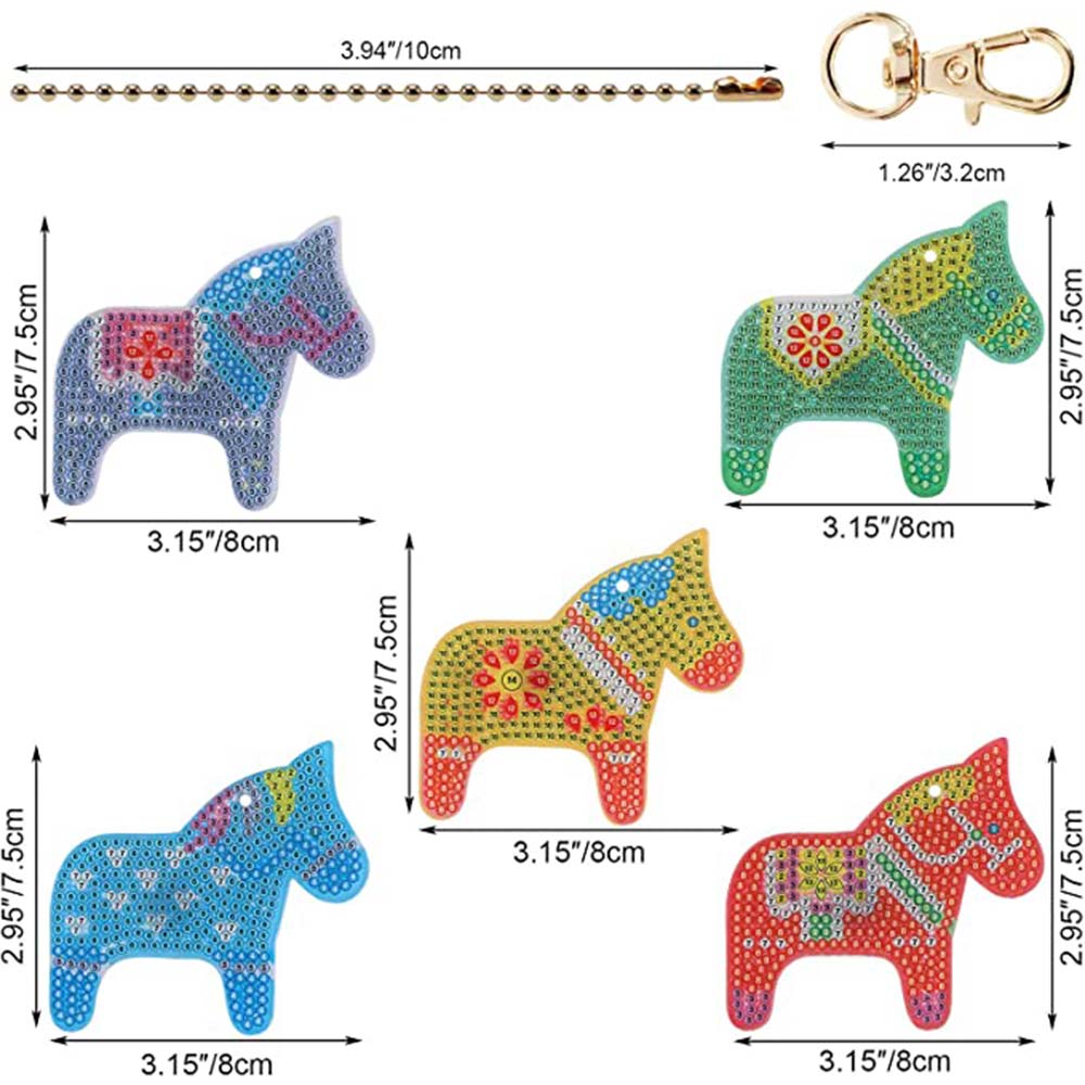 5D Diamond Painting Keychain Horses