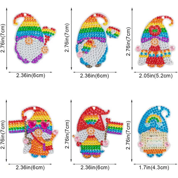5D Diamond Painting Keychain Rainbow Gnome