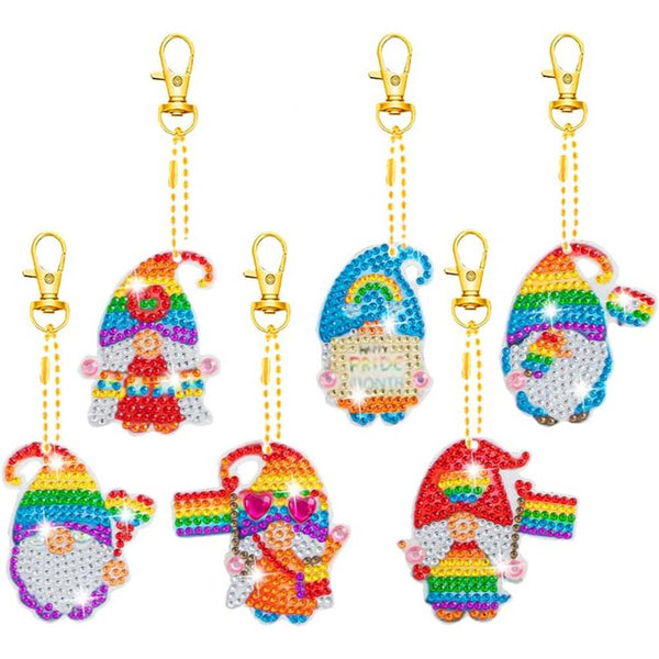 5D Diamond Painting Keychain Rainbow Gnome