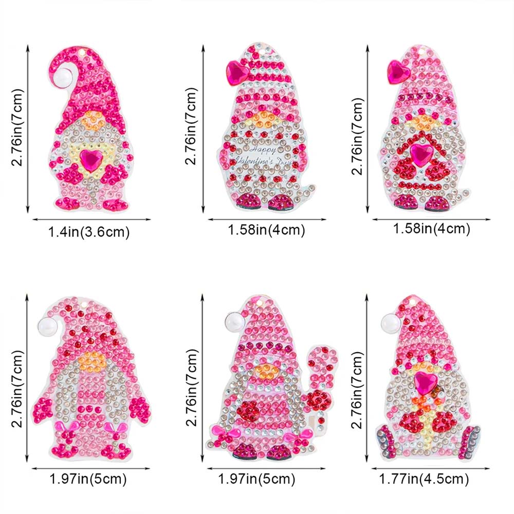 5D Diamond Painting Keychain Pink Gnome