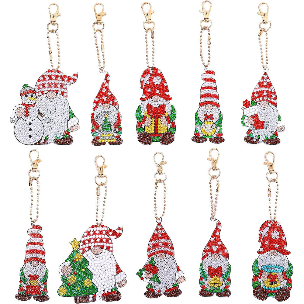 5D Diamond Painting Keychain Red Elves 10 Pieces