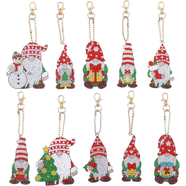 5D Diamond Painting Keychain Red Elves 10 Pieces