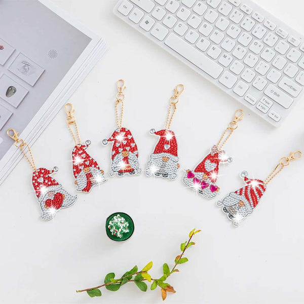 5D Diamond Painting Keychain Red Gnome