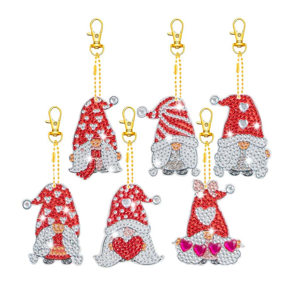 5D Diamond Painting Keychain Red Gnome