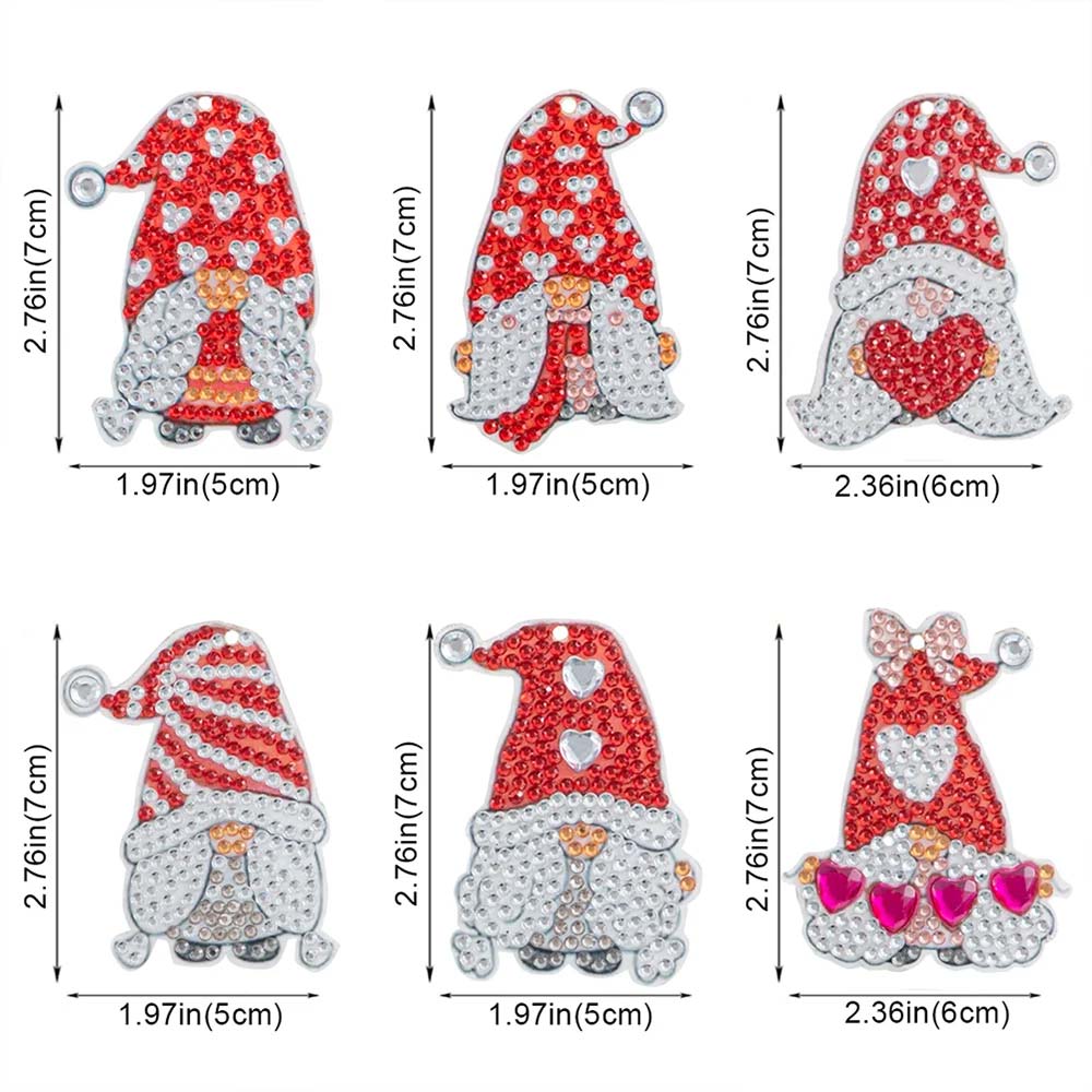 5D Diamond Painting Keychain Red Gnome