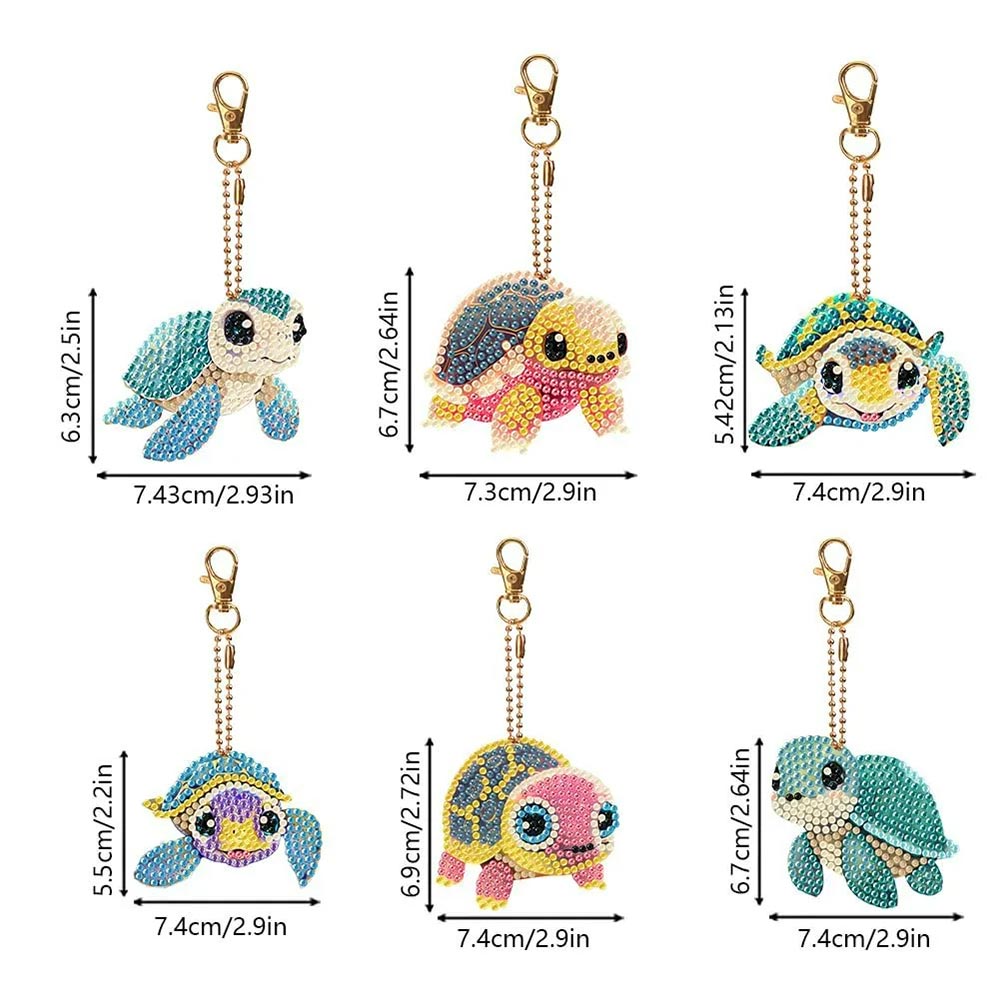 5D Diamond Painting Turtle Pendant 6 Pieces