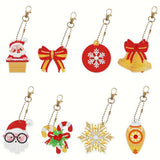 5D Diamond Painting Keychain Set 2 Christmas 8 Pieces