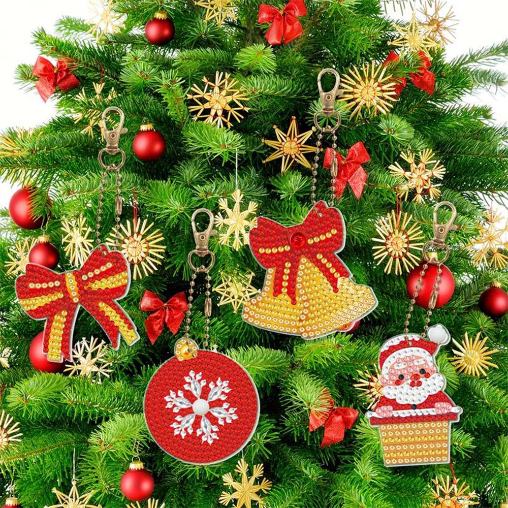5D Diamond Painting Keychain Set 2 Christmas 8 Pieces
