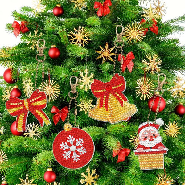 5D Diamond Painting Keychain Set 2 Christmas 8 Pieces
