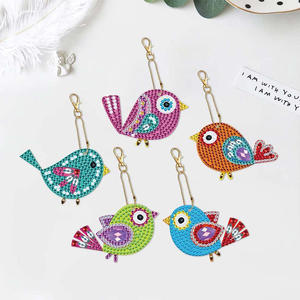 5D Diamond Painting Keychain Birds 5 Pieces