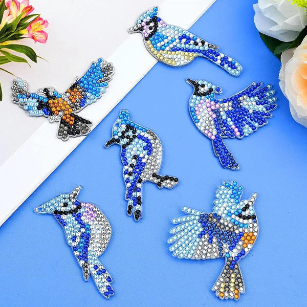 5D Diamond Painting Keychain Birds 6 Pieces