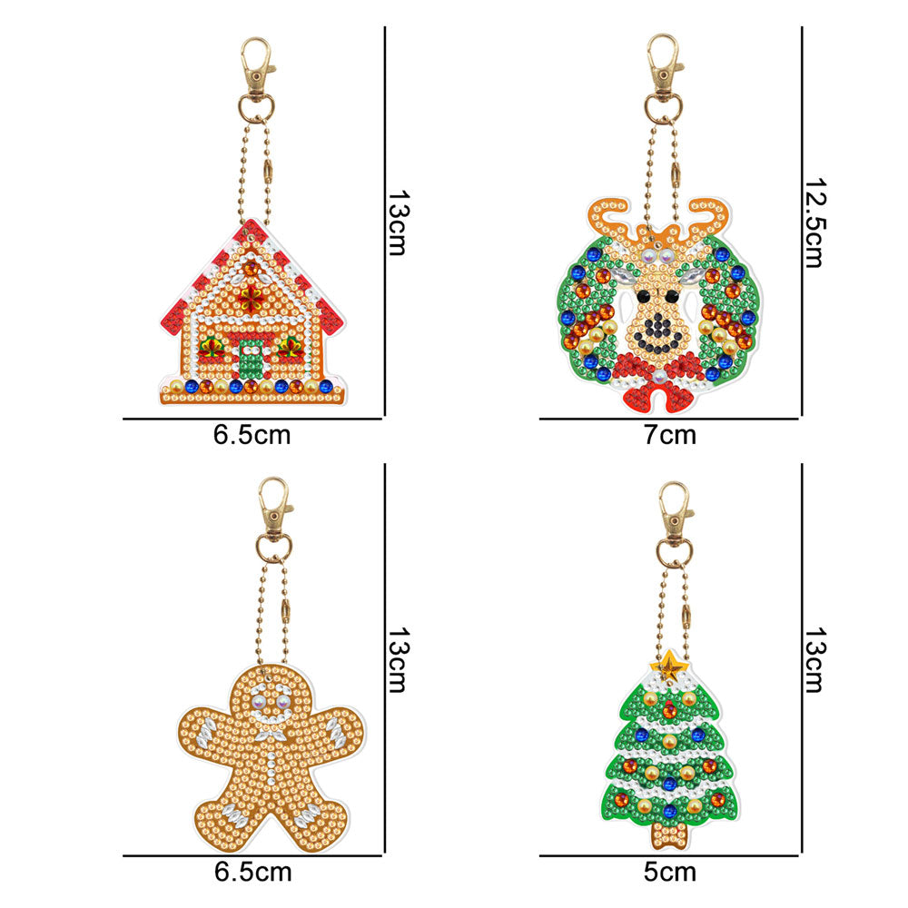 5D Diamond Painting Keychain Christmas 4 Pieces