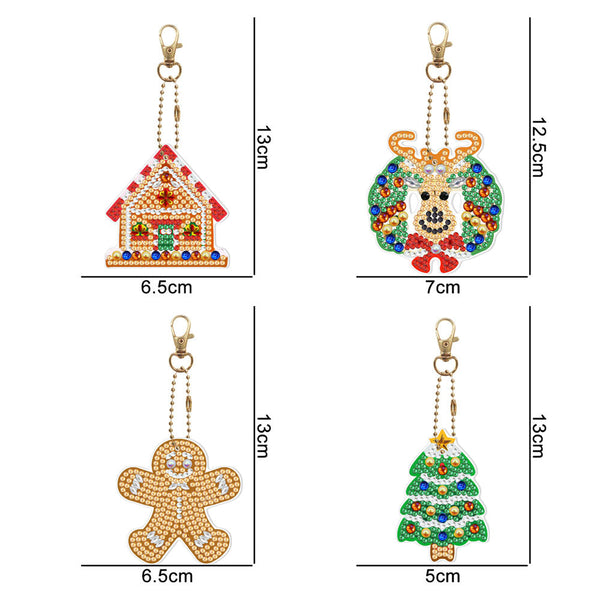 5D Diamond Painting Keychain Christmas 4 Pieces