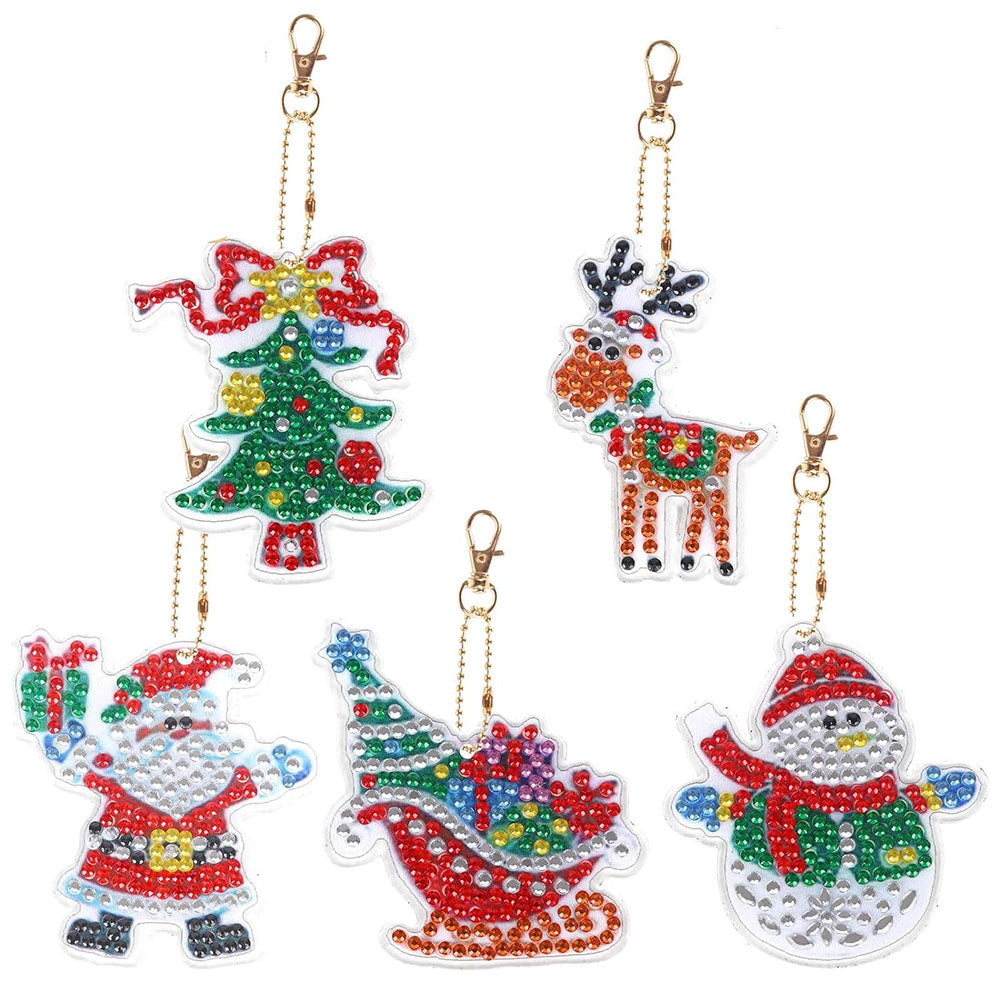 5D Diamond Painting Keychain with Christmas 5 Pieces