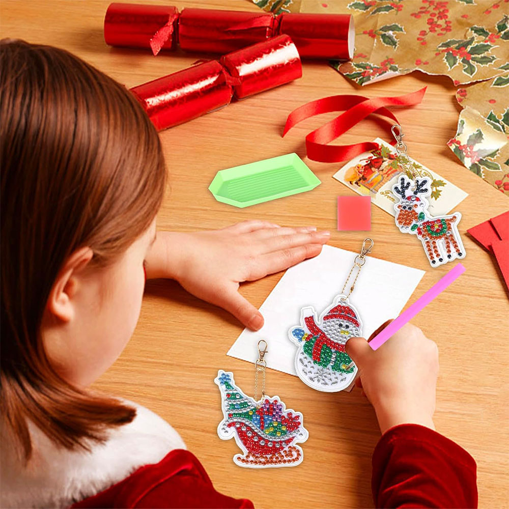 5D Diamond Painting Keychain with Christmas 5 Pieces