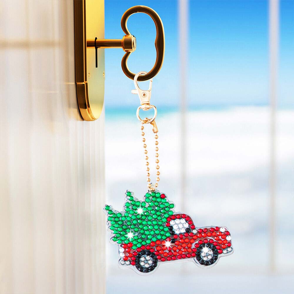 5D Diamond Painting Keychain Christmas 6 Pieces