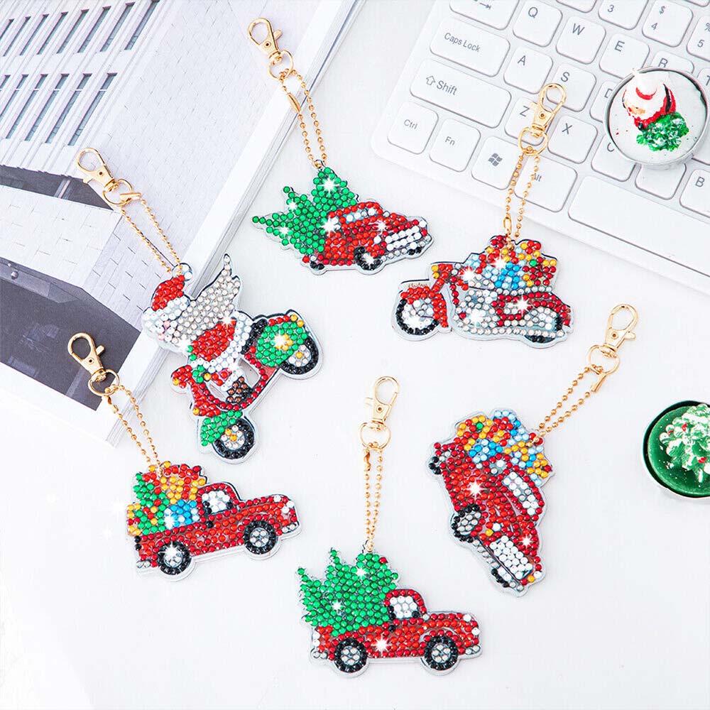 5D Diamond Painting Keychain Christmas 6 Pieces