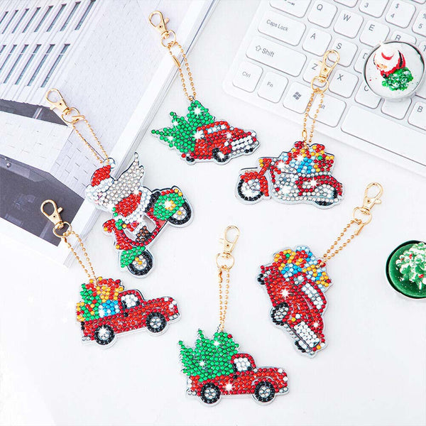5D Diamond Painting Keychain Christmas 6 Pieces