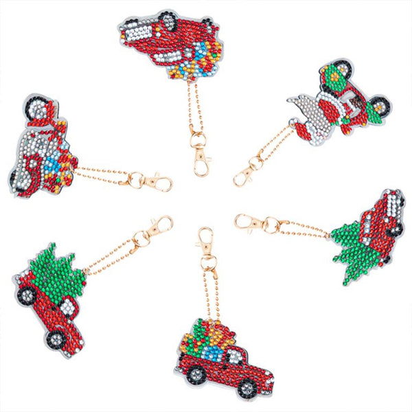 5D Diamond Painting Keychain Christmas 6 Pieces