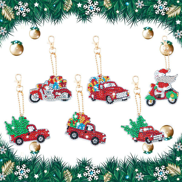 5D Diamond Painting Keychain Christmas 6 Pieces