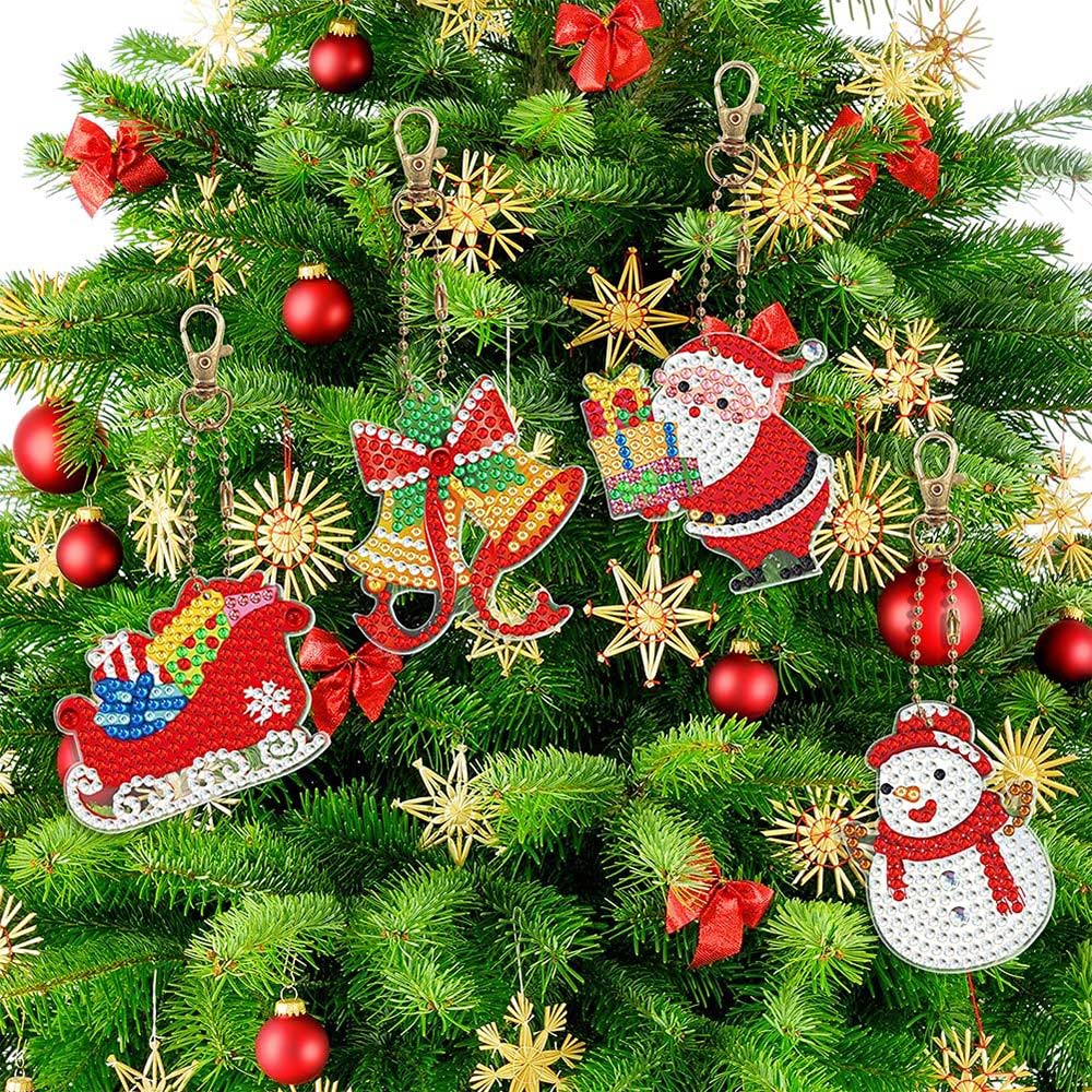 5D Diamond Painting Keychain Christmas 8 Pieces