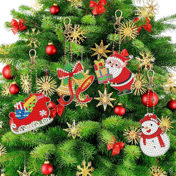 5D Diamond Painting Keychain Christmas 8 Pieces