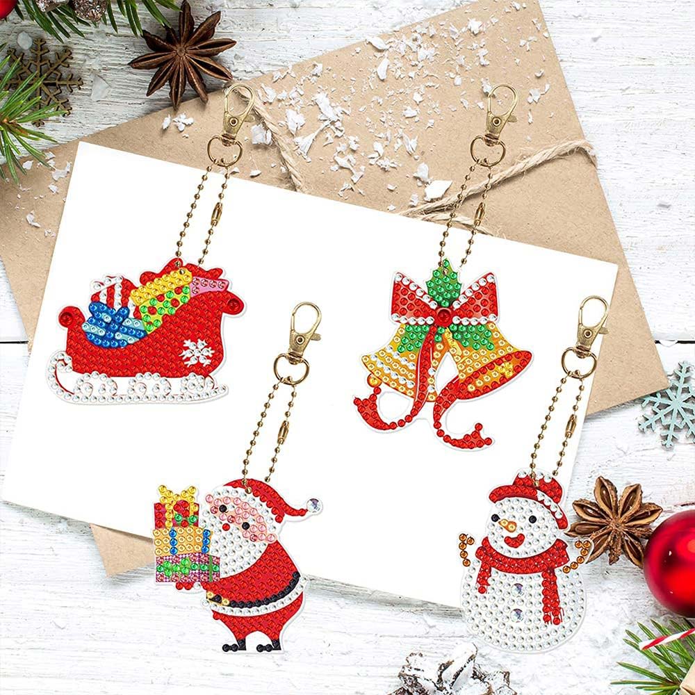 5D Diamond Painting Keychain Christmas 8 Pieces