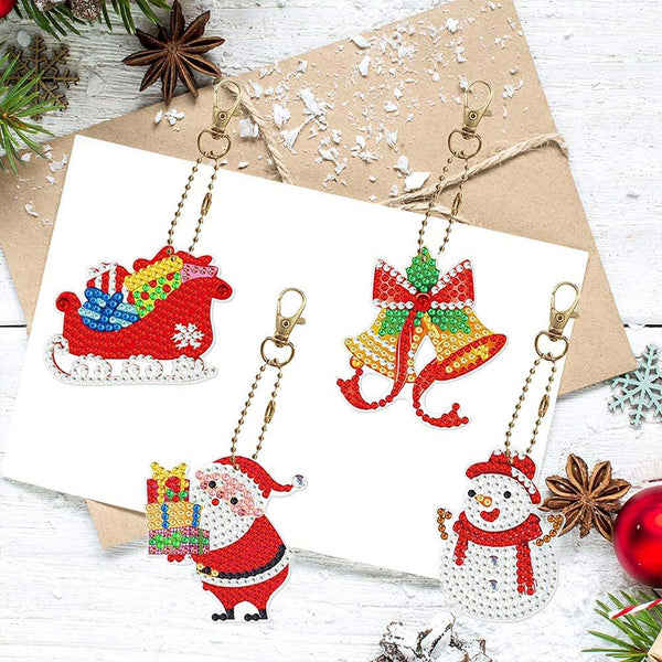 5D Diamond Painting Keychain Christmas 8 Pieces