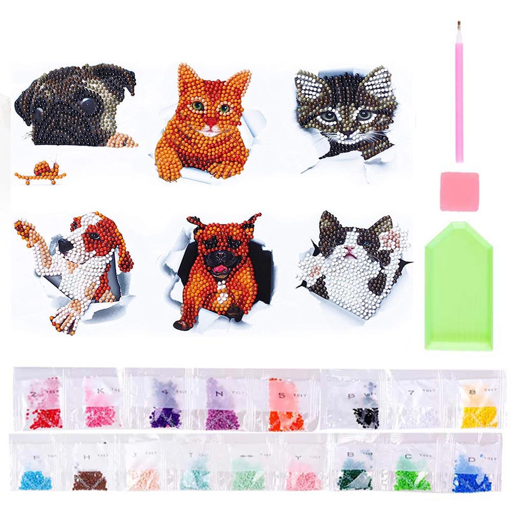 5D Diamond Painting Sticker Set Cats and Dogs Set 1