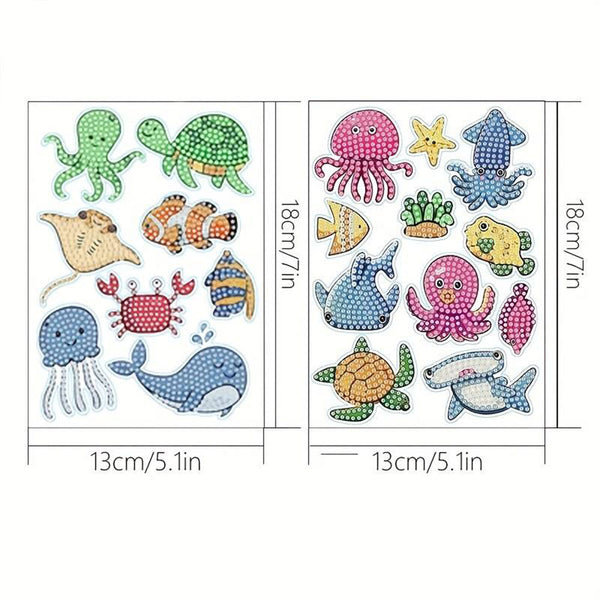 5D Diamond Painting Sticker Set with Sea Animals for Kids