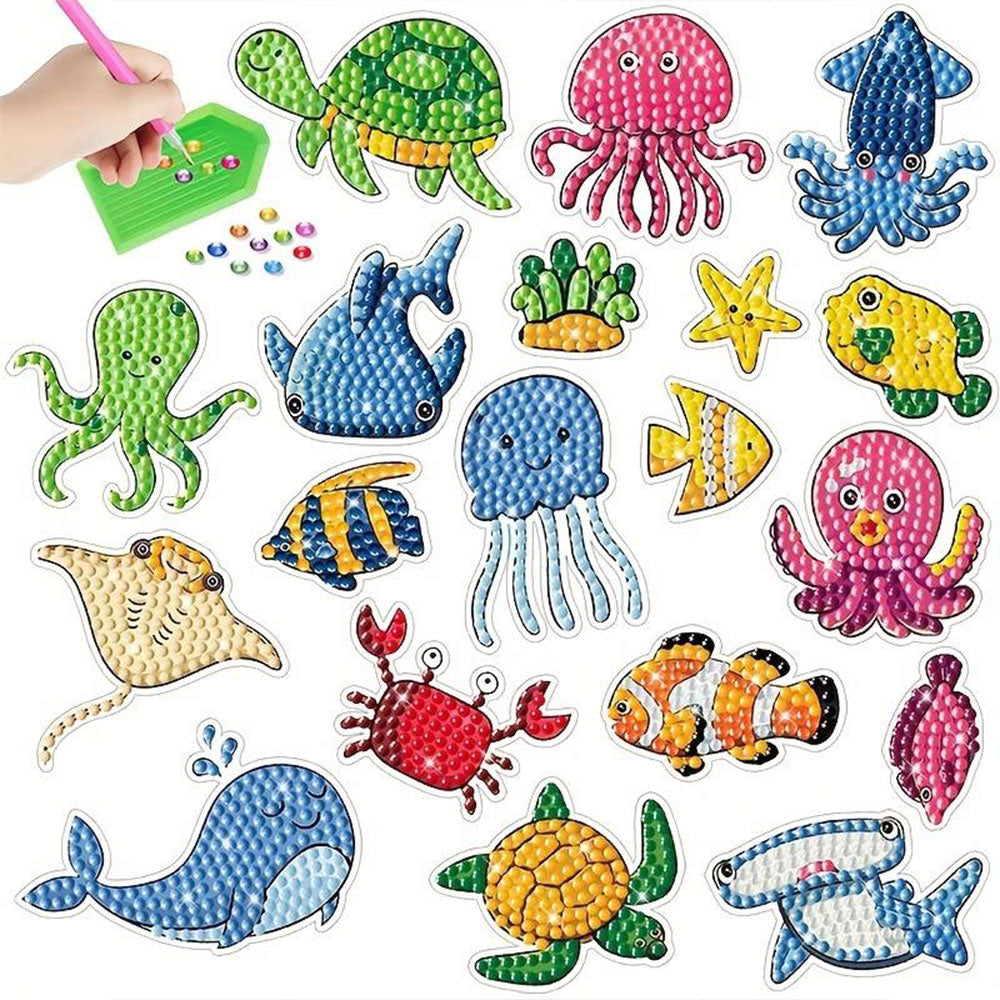 5D Diamond Painting Sticker Set with Sea Animals for Kids