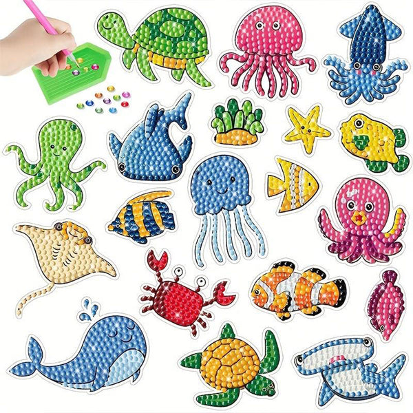 5D Diamond Painting Sticker Set with Sea Animals for Kids