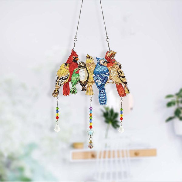 5D Diamond Painting Door Hanger with 7 Birds
