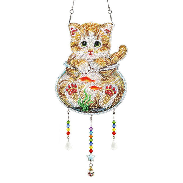 5D Diamond Painting Car Hanging Kitten in Aquarium