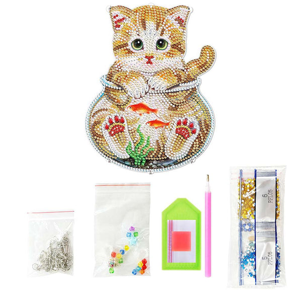 5D Diamond Painting Car Hanging Kitten in Aquarium