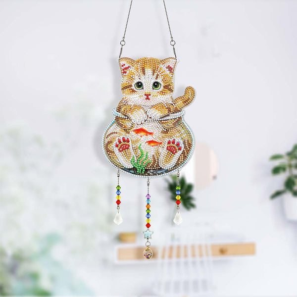 5D Diamond Painting Car Hanging Kitten in Aquarium