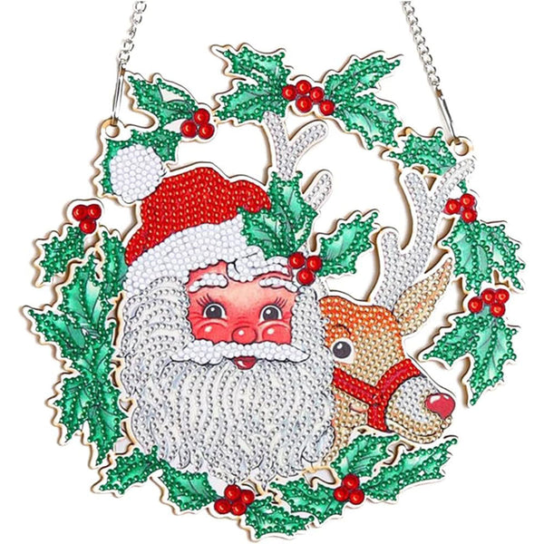 5D Diamond Painting Door Hanger Santa Claus with Reindeer