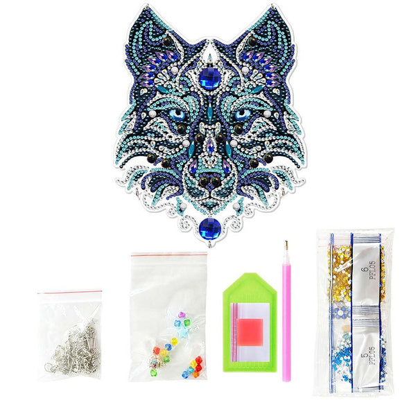 5D Diamond Painting Car Mirror Hanger Wolf