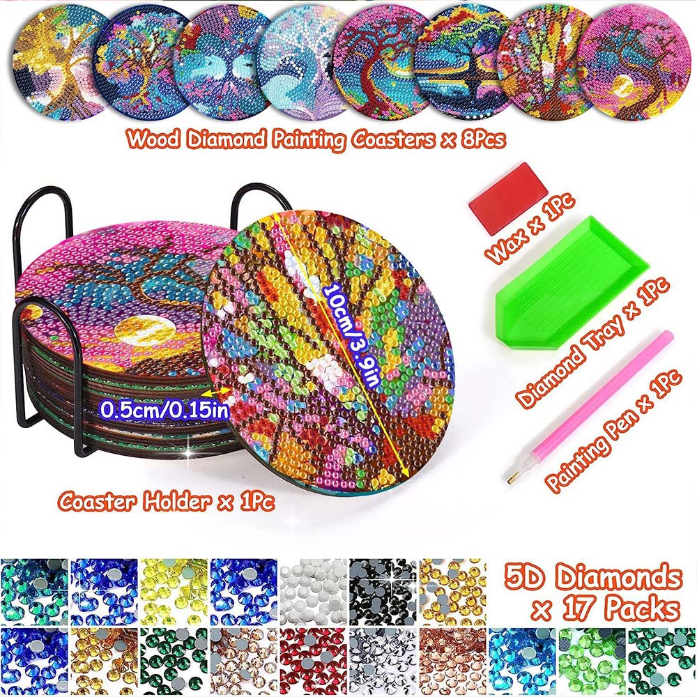 5D Diamond Painting Coaster with Tree of Life