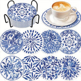 5D Diamond Painting Coaster Blue Flowers