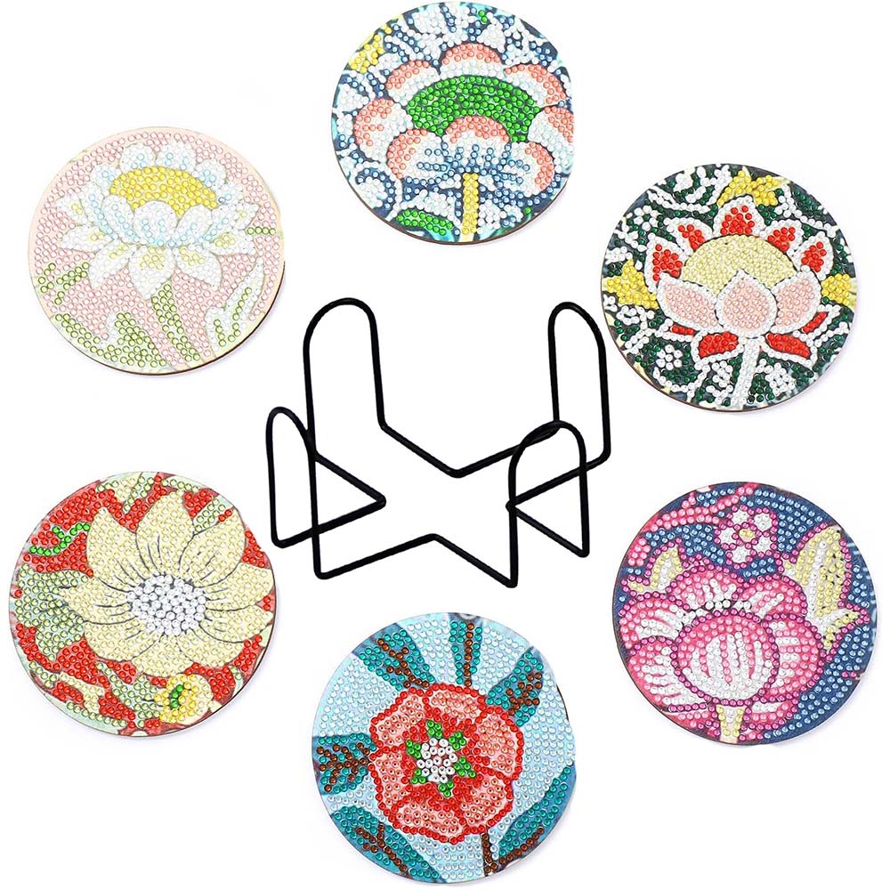 5D Diamond Painting Coaster with Flowers