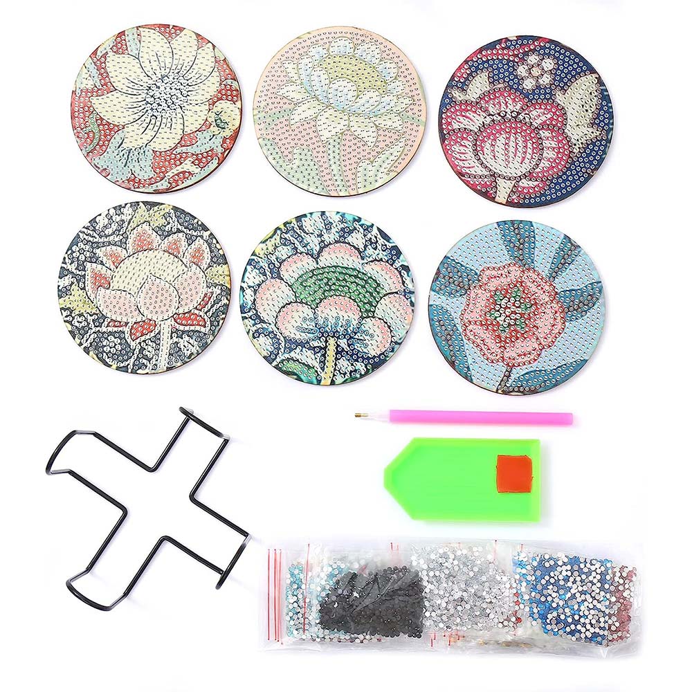 5D Diamond Painting Coaster with Flowers