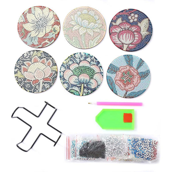 5D Diamond Painting Coaster with Flowers