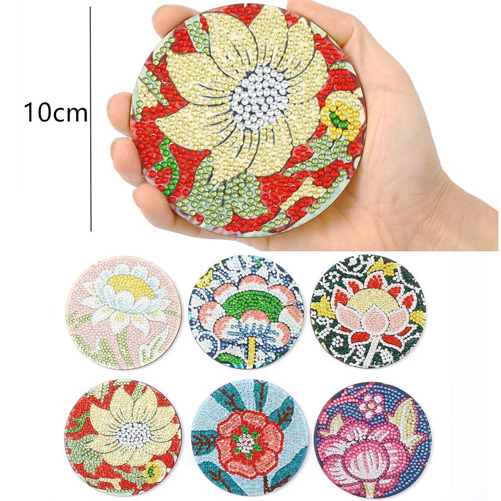 5D Diamond Painting Coaster with Flowers