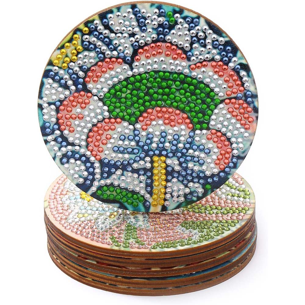 5D Diamond Painting Coaster with Flowers