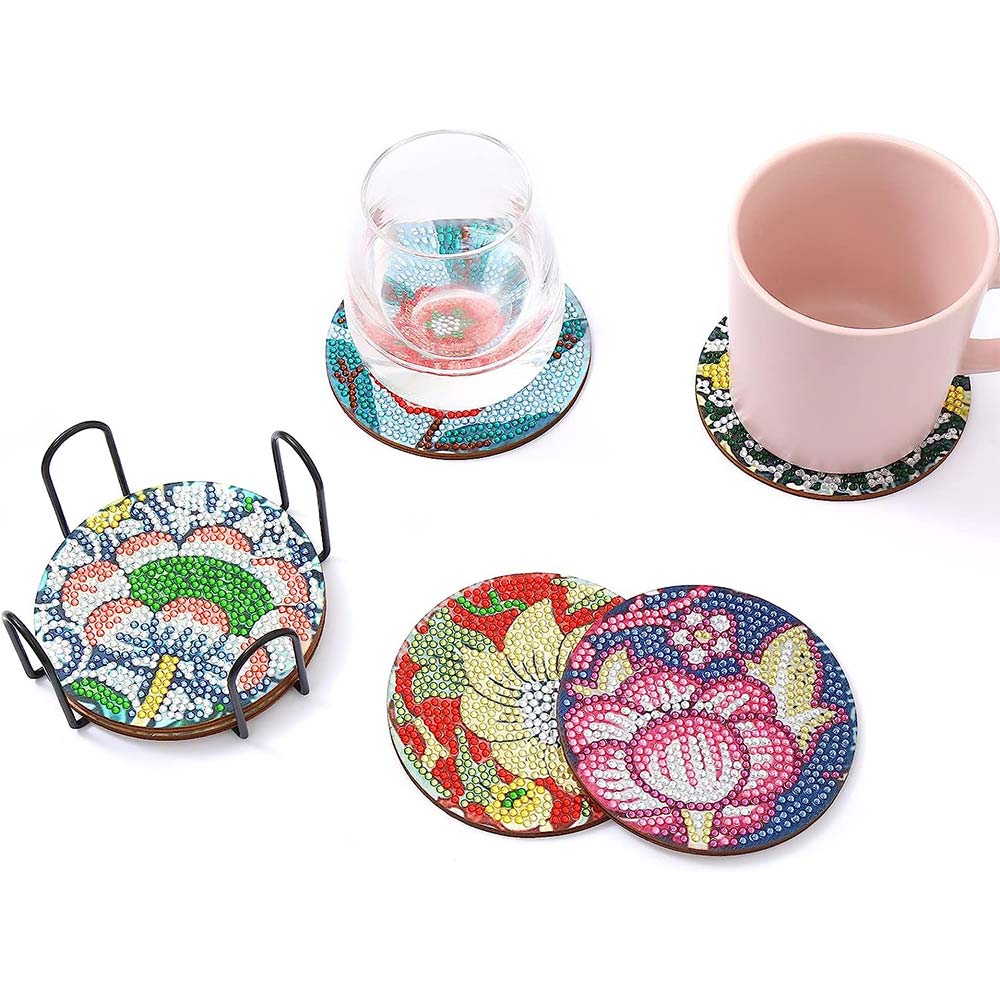 5D Diamond Painting Coaster with Flowers
