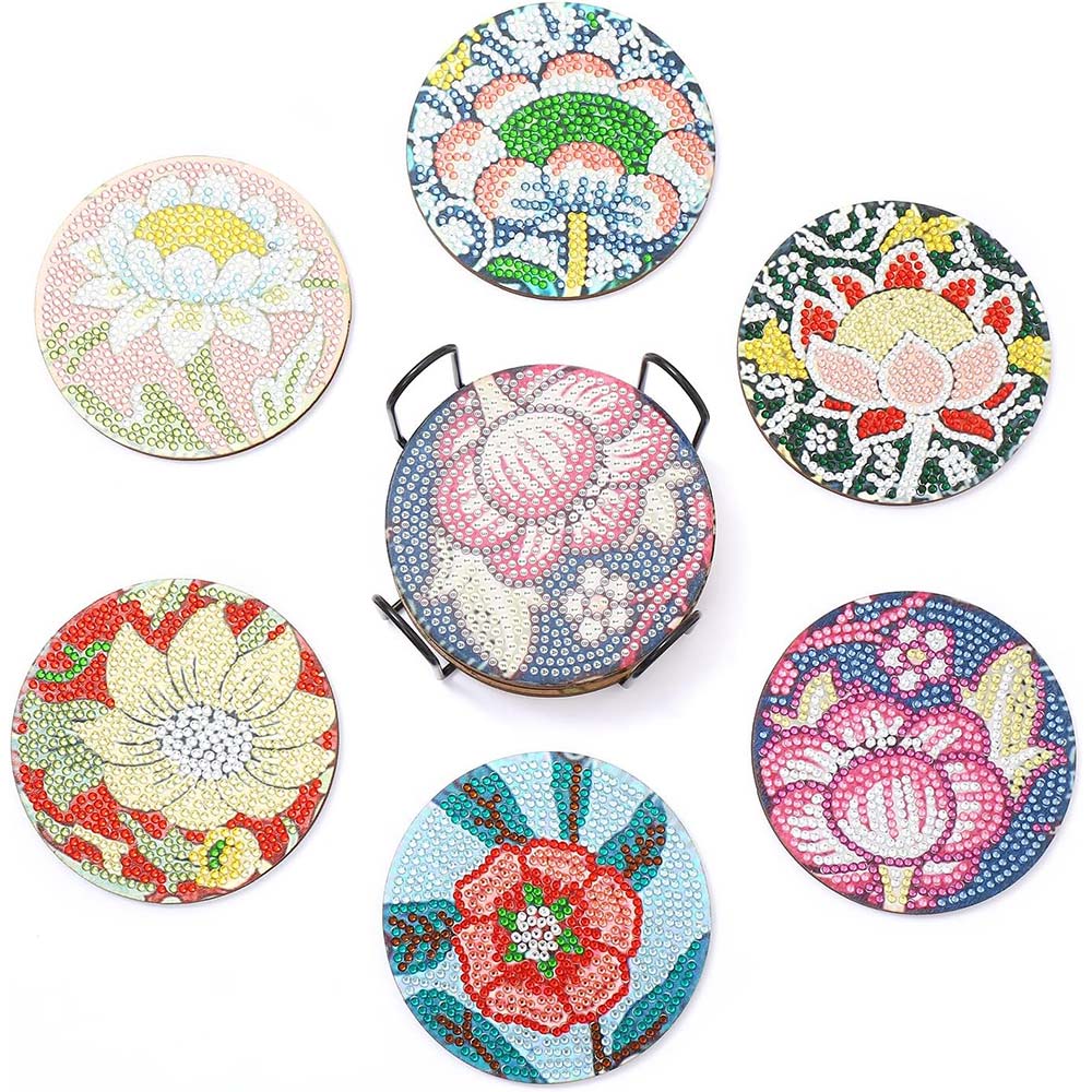 5D Diamond Painting Coaster with Flowers
